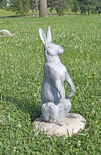 Large Lead Standing Rabbit Garden Figure