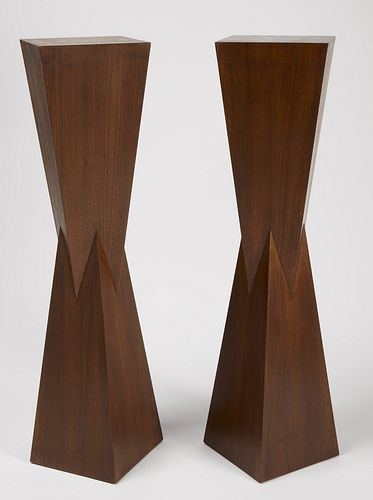 Pair of Modernist walnut Display Bases
