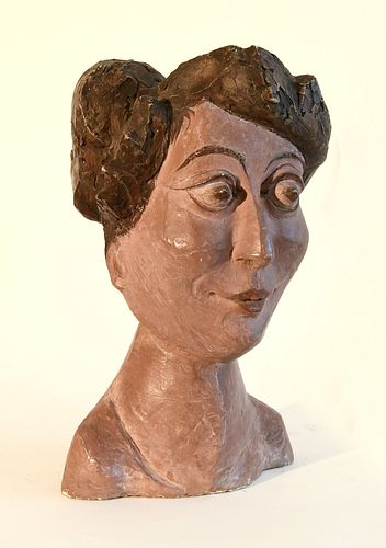 Modernist Pottery Bust of Lady