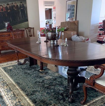 Claw Foot Mahogany Banquet Table with Leaves
