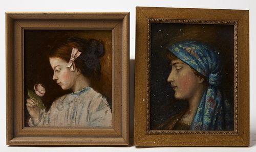 R.H. Dowler - Two Small Female Portraits