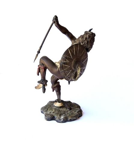 Austrian cold painted bronze Indian with Shield