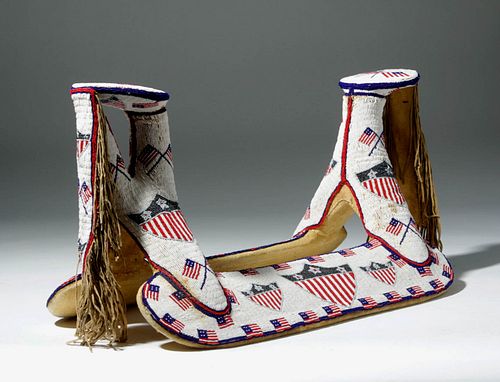Native American Bead, Leather & Wood Saddle