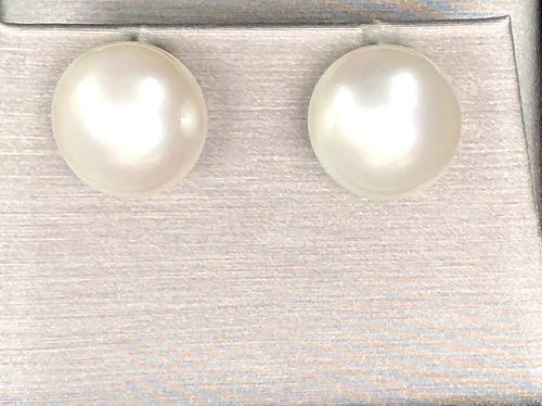 Pair of Fine 14mm White South Sea Pearl Earrings