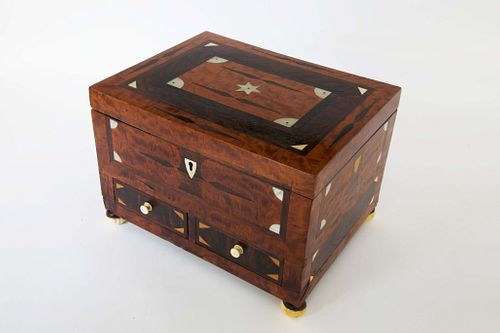 Sailor Made Inlaid Sewing Box, circa 1850