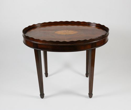 19th Century Mahogany Inlaid Tray Top Coffee Table