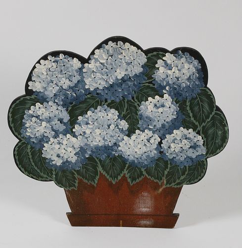 Janette Baker Hand Painted Hydrangea Wooden Fireplace Cover