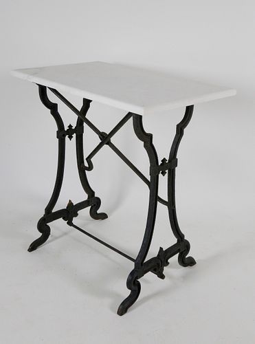 English Cast Iron and Marble Top Side Table, 19th c.