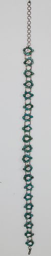 Polished Turquoise Nugget and Clear Faceted Quartz Sterling Silver Belt
