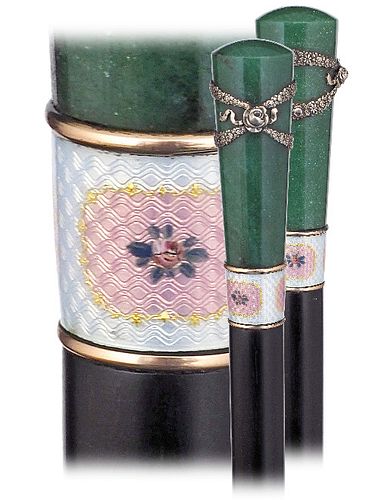 Hard Stone and Guilloche Enamel Dress Cane