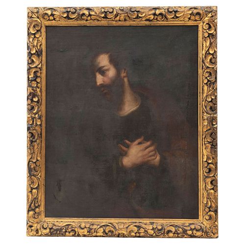 Penitent Saint Jerome, 19th century, Oil on canvas, Carved and gilded wooden frame.
