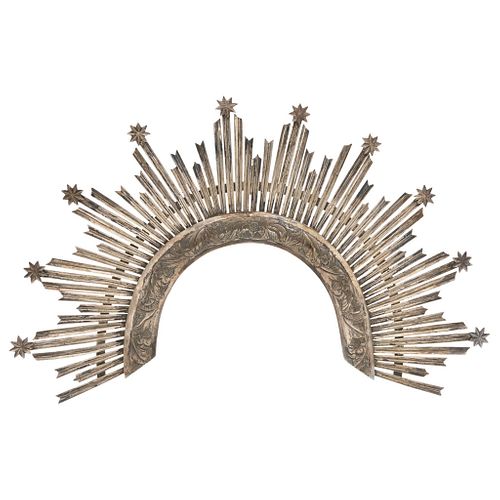 Headband, Mexico, 19th century, Made of laminated and punched silver