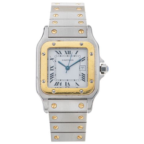 CARTIER SANTOS. STEEL AND 18K YELLOW GOLD
