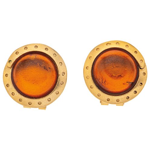 AMBER EARRINGS. 18K YELLOW GOLD. EUGENIA BY TOUS