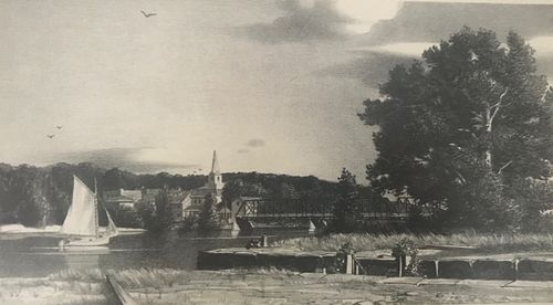 Stow Wengenroth Lithograph, River Scene, 1943