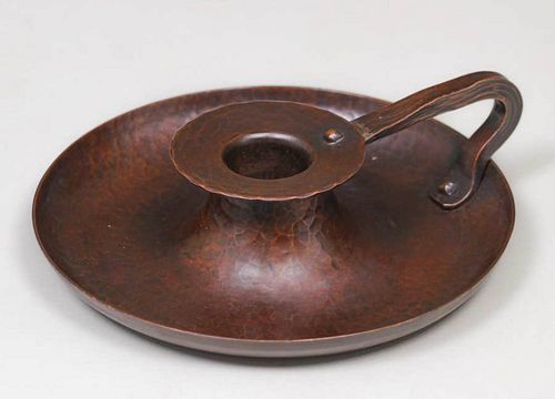 Roycroft Hammered Copper One-Handled Low Candlestick