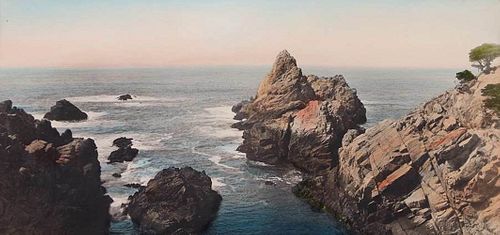 Antique Hand-Tinted Photo Point Lobos, Monterey, CA