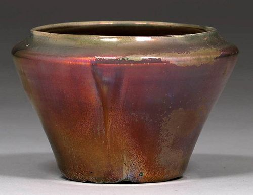Pewabic Pottery Closed-Rim Vase Purple, Grey & Gold