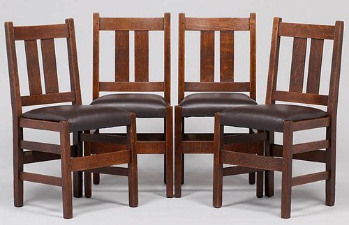 Set of 4 L&JG Stickley Dining Chairs c1910