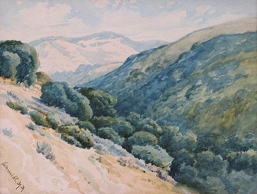 Marius A. Schmidt Watercolor Marin Hills c1920s