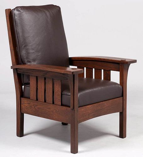L&JG Stickley Slatted Bowarm Chair c1910