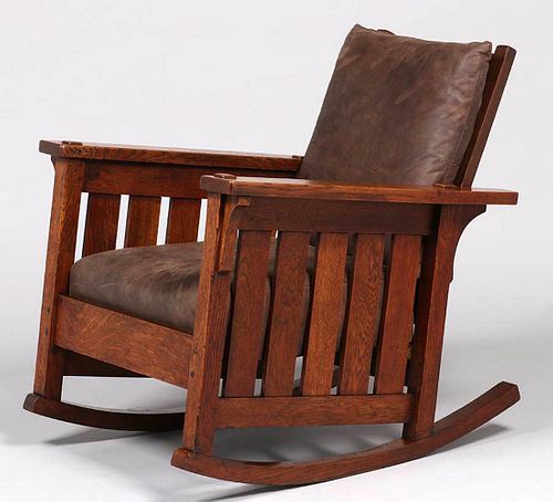 Lifetime Furniture Co Slatted Morris Rocker c1910