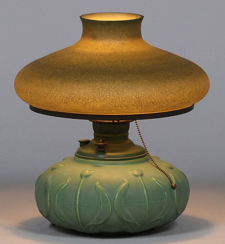 Hampshire Pottery Matte Green Lamp Handel Shade c1910