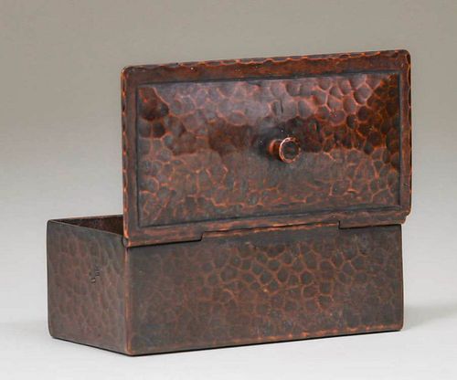 Gustav Stickley Hammered Copper Stamp Box c1910