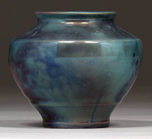 Pewabic Pottery Blue Iridescent Glazed Vase
