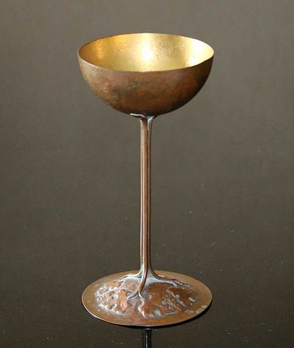 Boston Arts & Crafts Hammered Copper Gold Lined Goblet