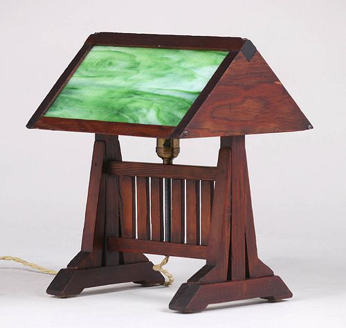 California Arts & Crafts Douglas Fir Desk Lamp c1910
