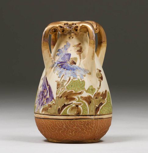 Amphora Pottery Four-Handled Poppy Vase c1905
