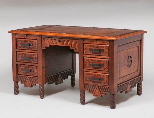 Navajo WPA Hand-Carved New Mexican Desk c1930s
