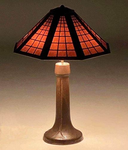 Minneapolis Handicraft Guild Ceramic & Hammered Copper Lamp