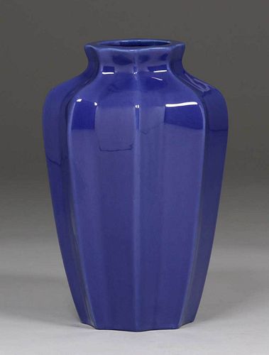 Gladding McBean Blue Porcelain Vase c1930
