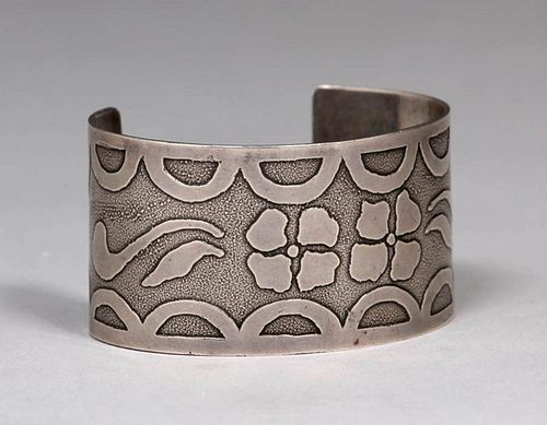 Arts & Crafts Sterling Silver Acid-Etched Bracelet