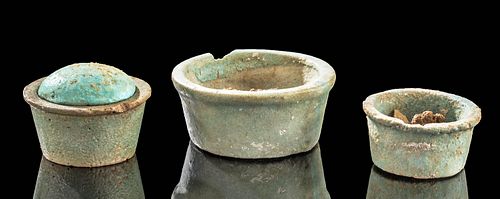 Egyptian 26th Dynasty Saite Period Faience Jars (3)
