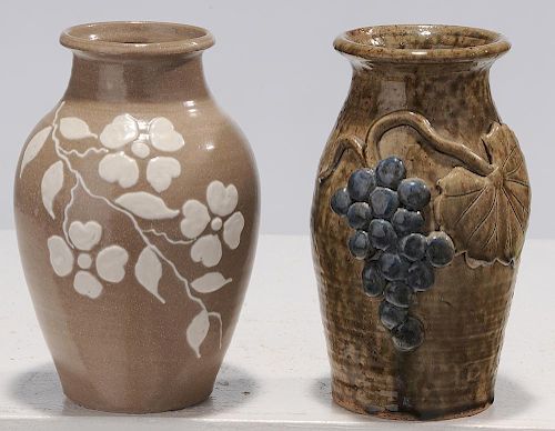 Two Pieces Decorated Pottery