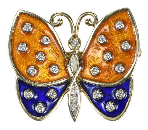 14kt. Diamond Butterfly Brooch