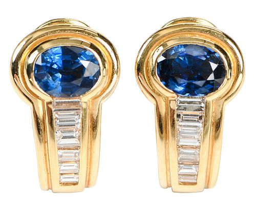 18kt. Sapphire and Diamond Earrings