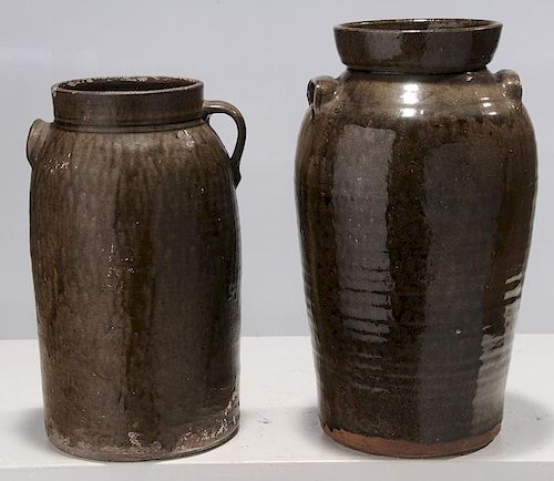 Two Southern Stoneware Churns