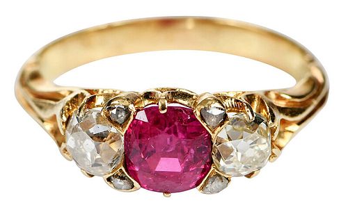 Antique 18kt. Ruby and Diamond Ring