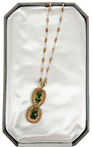 Antique Tiffany & Co. Peridot & Pearl Necklace