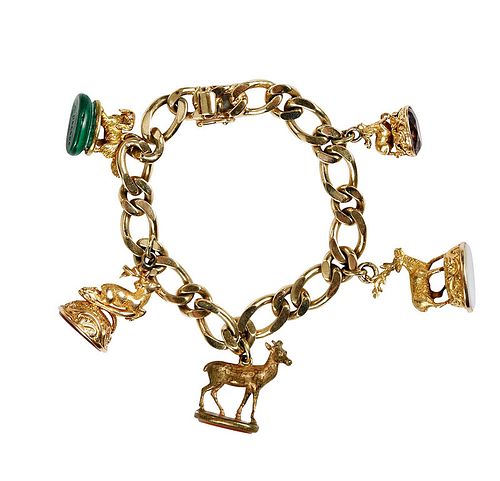 14kt. Bracelet with Charms/Seals 