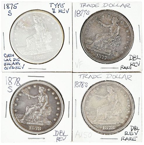 Four San Francisco Mint Trade Dollars