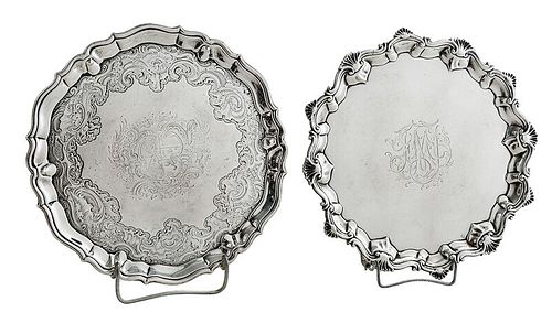 Two Footed English Silver Salvers