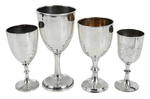 Four English Silver Goblets