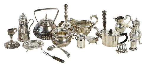17 Miniature Silver Table Objects