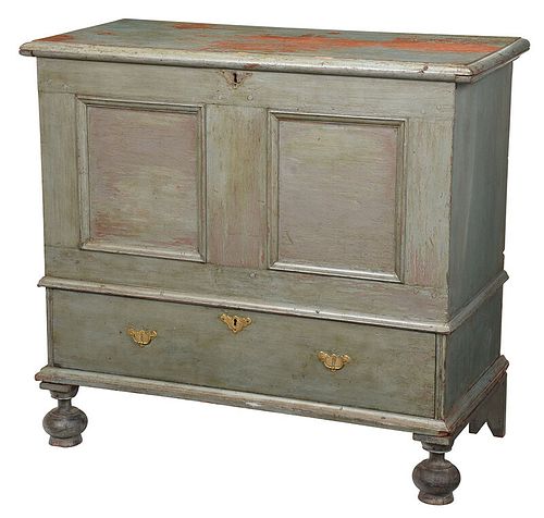 William and Mary Green Painted Chest with Drawer