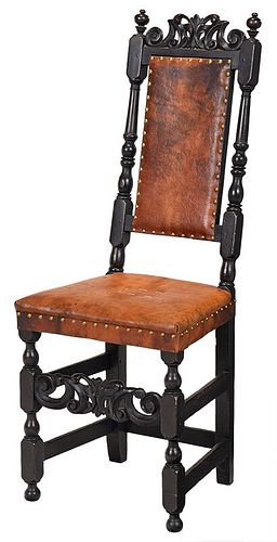 William and Mary Leather Upholstered Side Chair